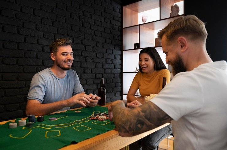 Ilustrasi hiburan gaming sport dan casino bisnis555 di perangkat mobile